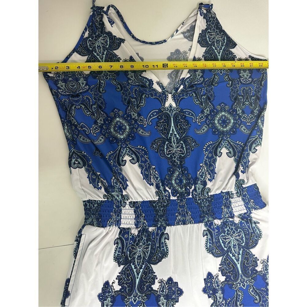 INC Womens Jumpsuit Black Blue Large L Striped Wide Leg Pockets See Description - Picture 12 of 16
